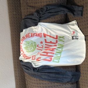 Roots of Fight Large White Grey Julio César Chávez Long Sleeve Shirt